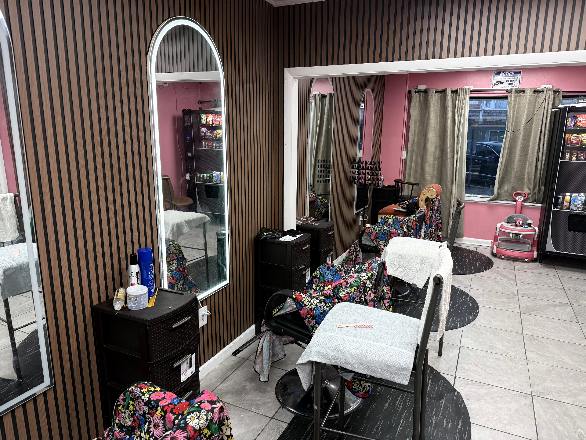 Styling chairs and arched mirrors