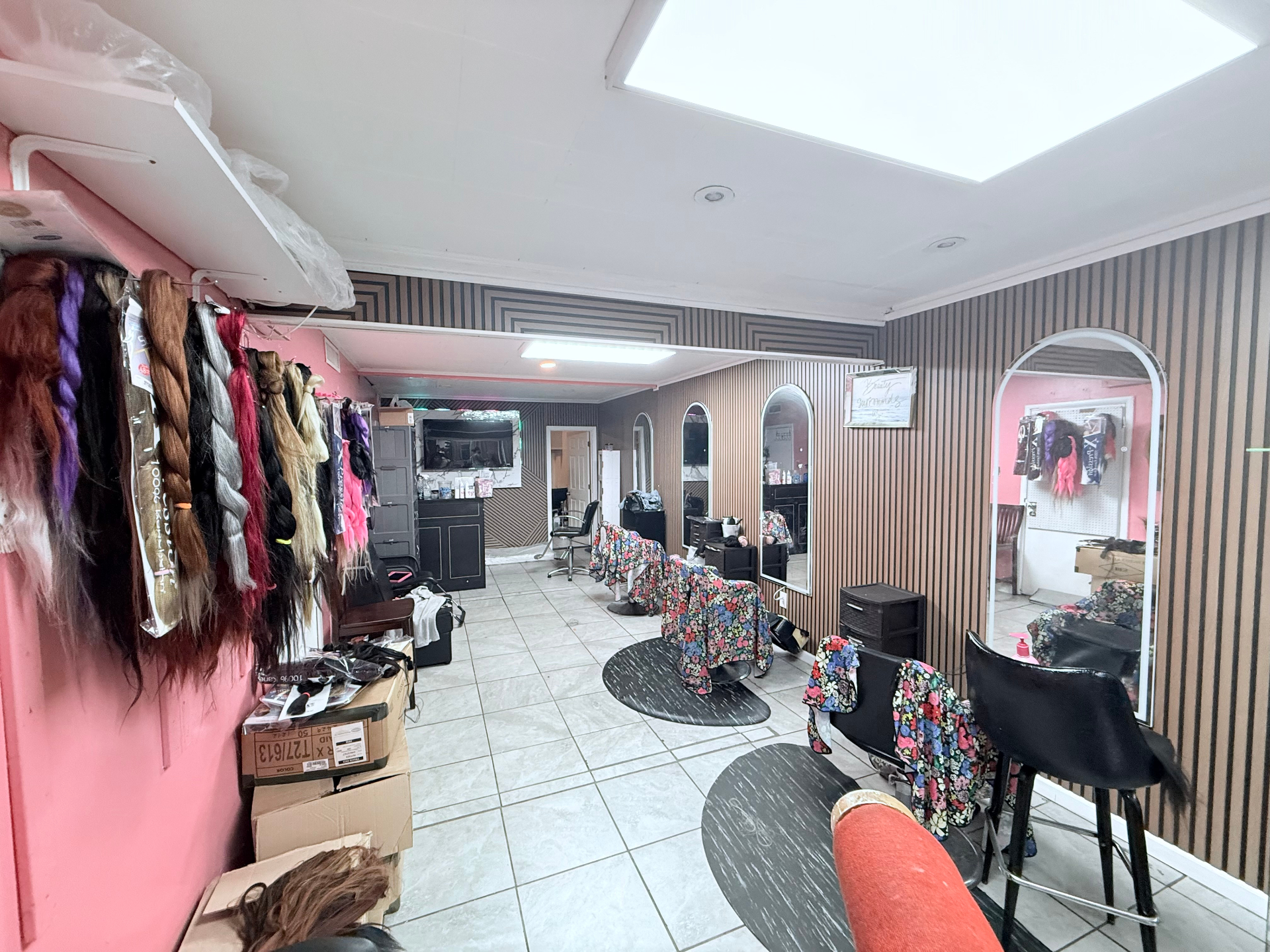 Braiding hair display and styling area